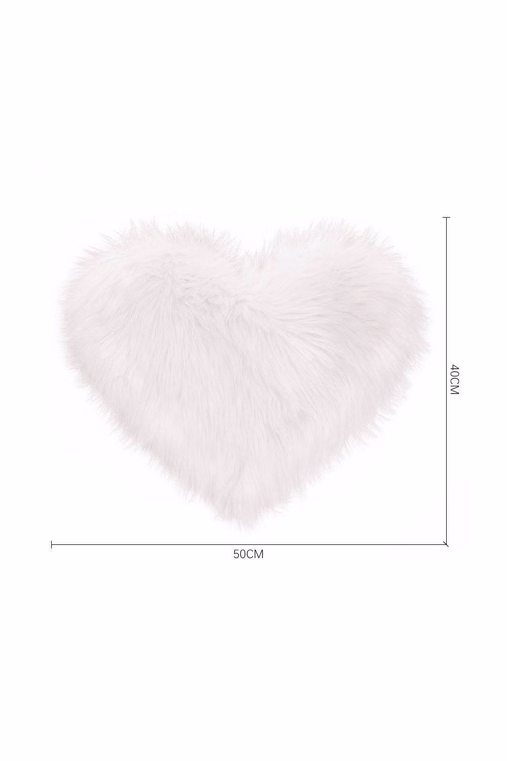 H&O Direct White Heart Shaped Long Plush Throw Pillow Cover, W: 40 cm, H: 50 cm – 2