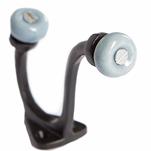 Hammer and Tongs Grey Ceramic Ball Hat and Coat Hooks in Black, Pack of 5, H105mm x W30mm – 3