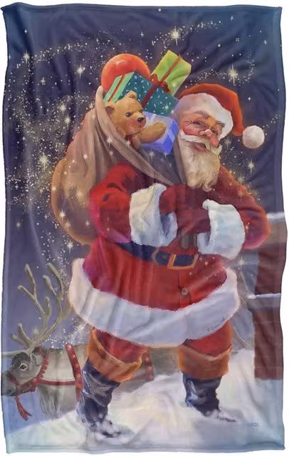 JQ Licensing Christmas Santa Chimney Magic Super Soft Fleece Throw Blanket, Multicolour, W/D/H: 91 x 147 cm – 6