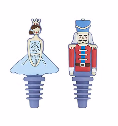 KitchenCraft The Nutcracker Collection Airtight and Leakproof Silicone Bottle Stoppers, Multicolour, Set of 2 – 2