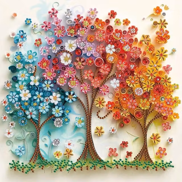 Syntego Floral Trees Diamond Painting Kit, Multicolour and Yellow