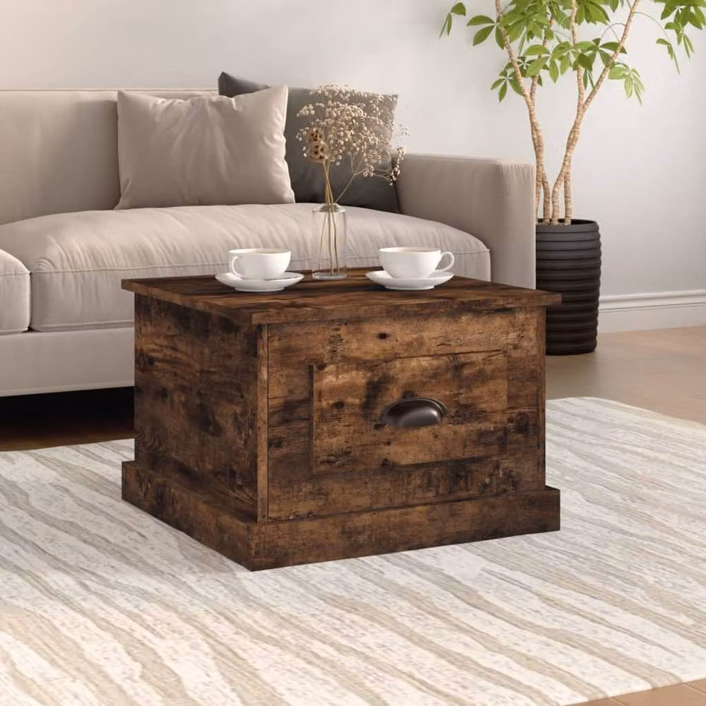 Berkfield Home Smoked Oak Coffee Table in Brown, W/D/H: 50 x 50 x 35 cm – 2