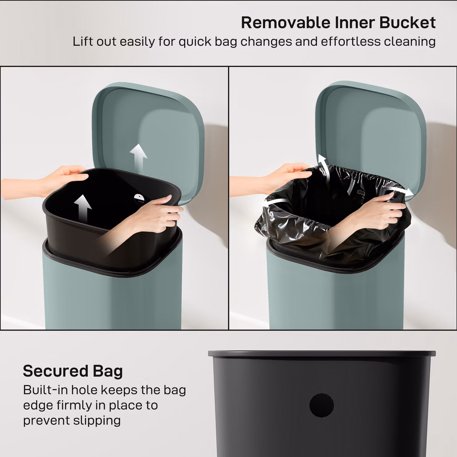 HOMCOM 30L Green Pedal Kitchen Bin with Soft-Close Lid and Removable Inner Bucket – 4