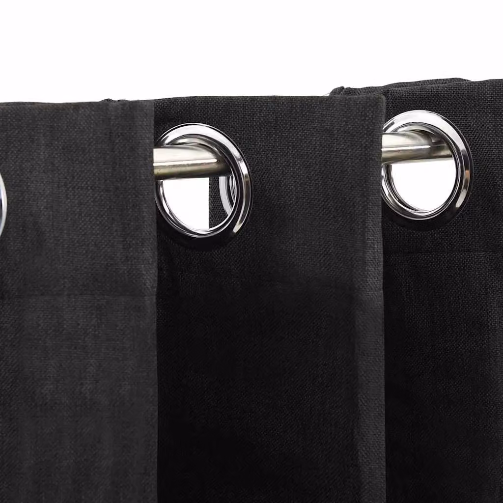 Berkfield Home Linen-Look Blackout Curtains, 2 Pack, Anthracite, W: 140 cm, H: 245 cm – 3