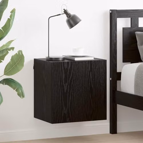 vidaXL Set of 2 Modern Wall-Mounted TV Cabinets in Black Oak Engineered Wood, W/D/H: 40 x 40.5 x 40 cm – 2