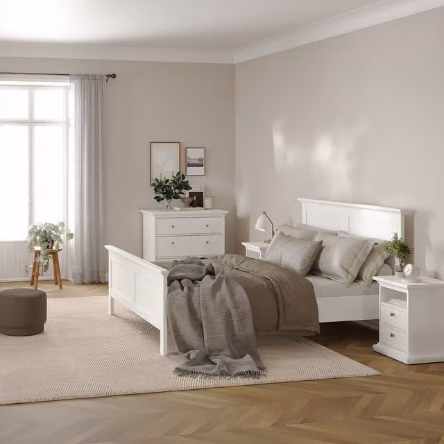 Furniture To Go Paris Bed in White, Double, W/D/H: 140 x 200 cm