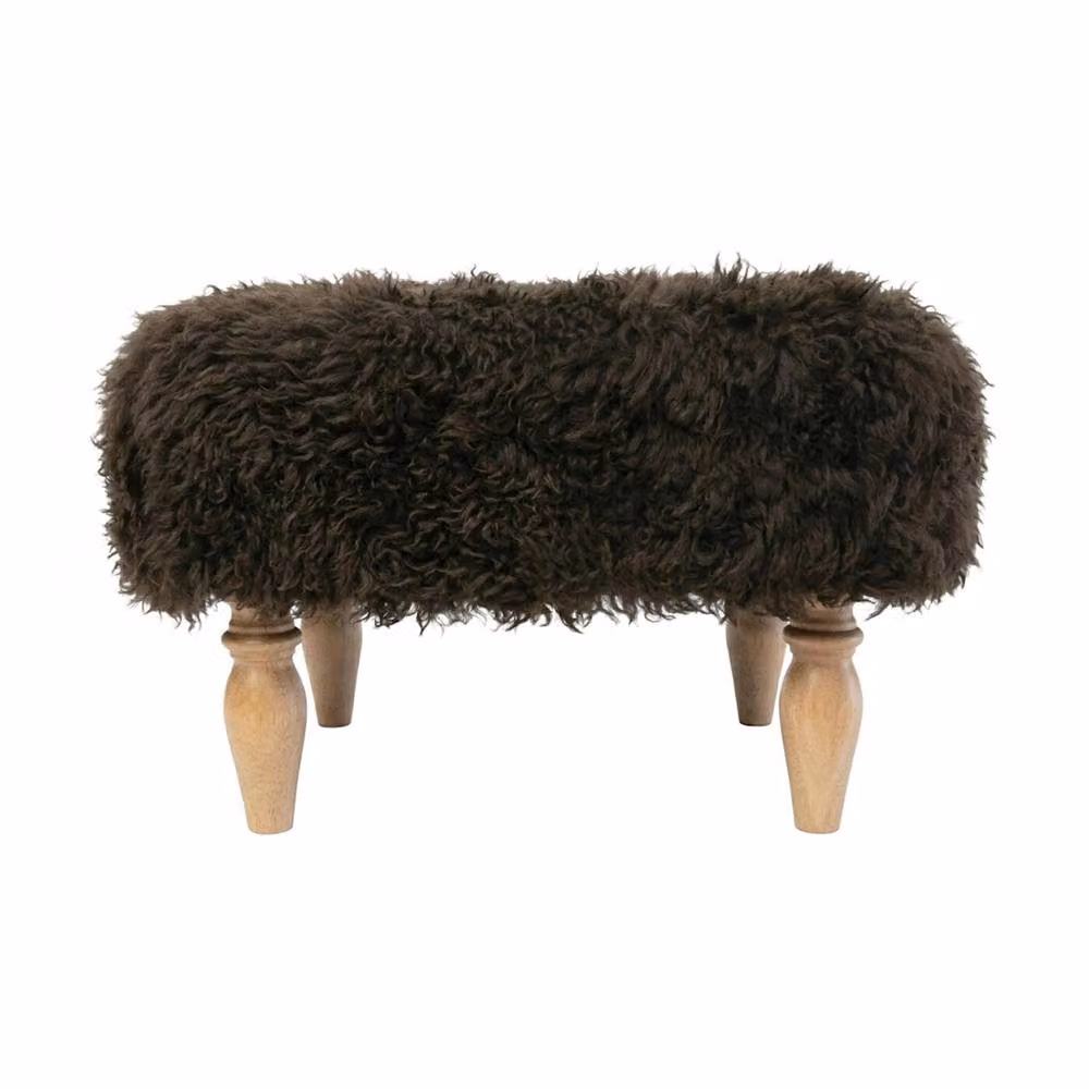 Simply Sheepskin Genuine New Zealand Shearling Lambskin Ottoman Stool in Chocolate Brown, W/D/H: 55 x 45 x 35 cm – 3
