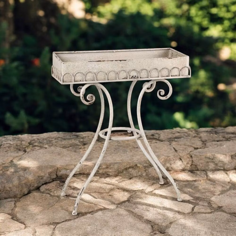 Minster Stylish Living Ltd Shabby Chic Metal Decorative Table in Beige, W/D/H: 25 x 25 x 65 cm – 2