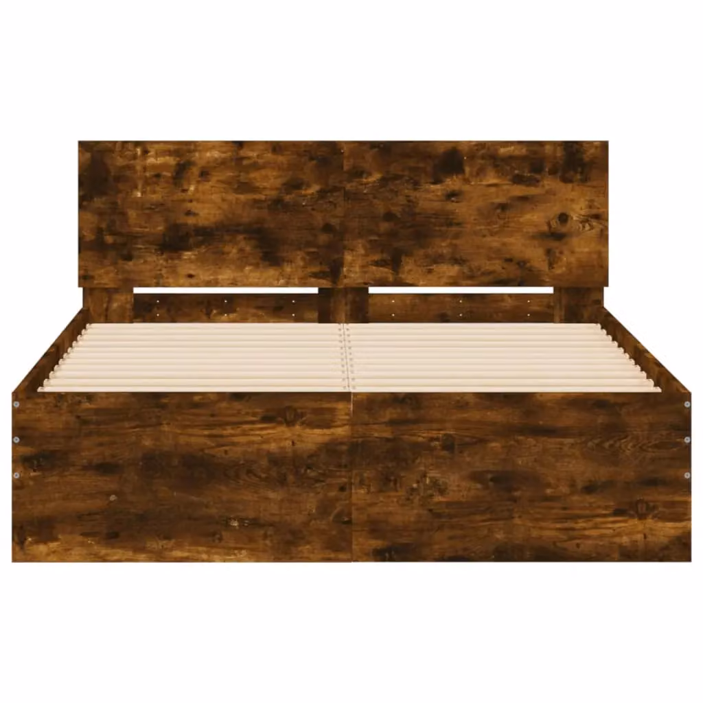 Berkfield Home Small Double Bed Frame in Smoked Oak Brown, W/D/H: 120 x 190 cm – 3