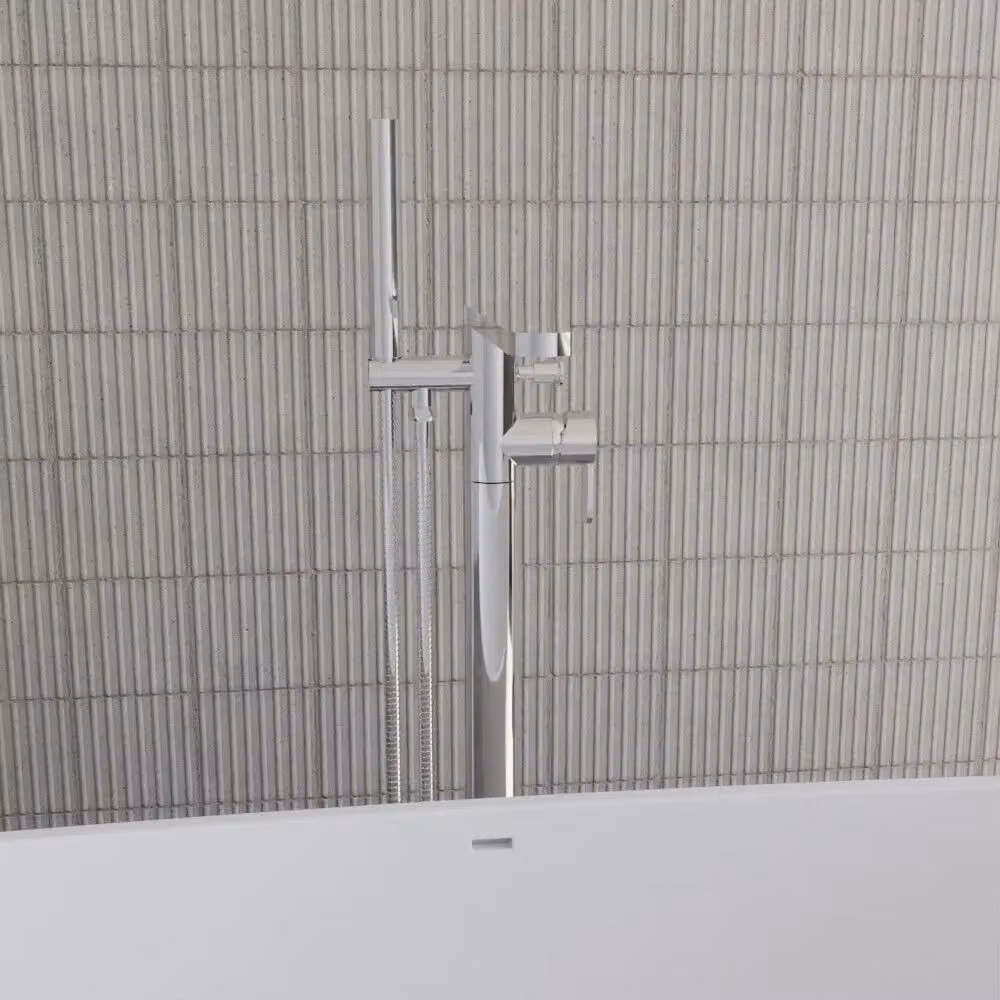 Balterley Contemporary Freestanding Round Bath Shower Mixer Tap Set in Chrome Silver – 2
