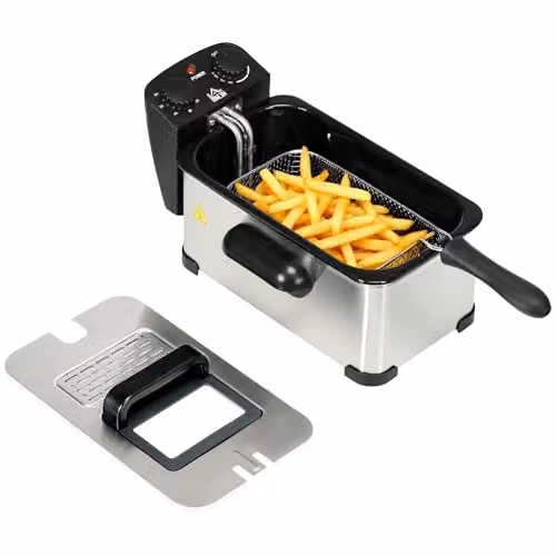 HOMCOM 2000W Deep Fat Fryer with Timer, 3 l, Stainless Steel, Silver