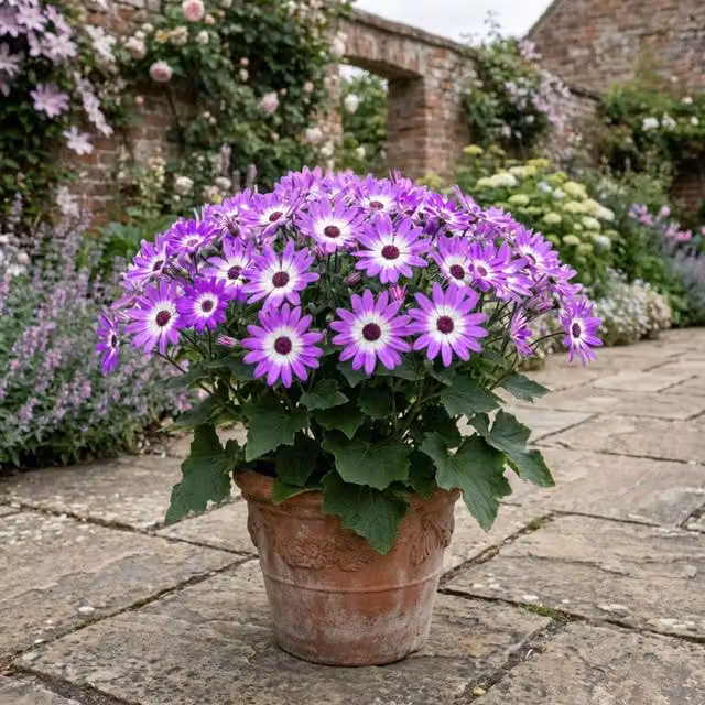 Plants By Post Senetti Violet Bicolour Potted Bedding Plant, Purple and White, 6.5L