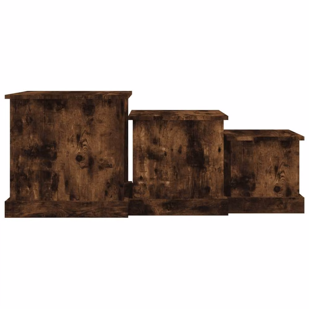 Berkfield Home Nesting Tables, 3 Piece Set in Smoked Oak Brown Engineered Wood – 6