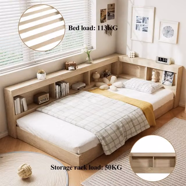 Matteo White Storage Bed with Side Compartments, Single Size, W/D/H: 90 x 190 cm