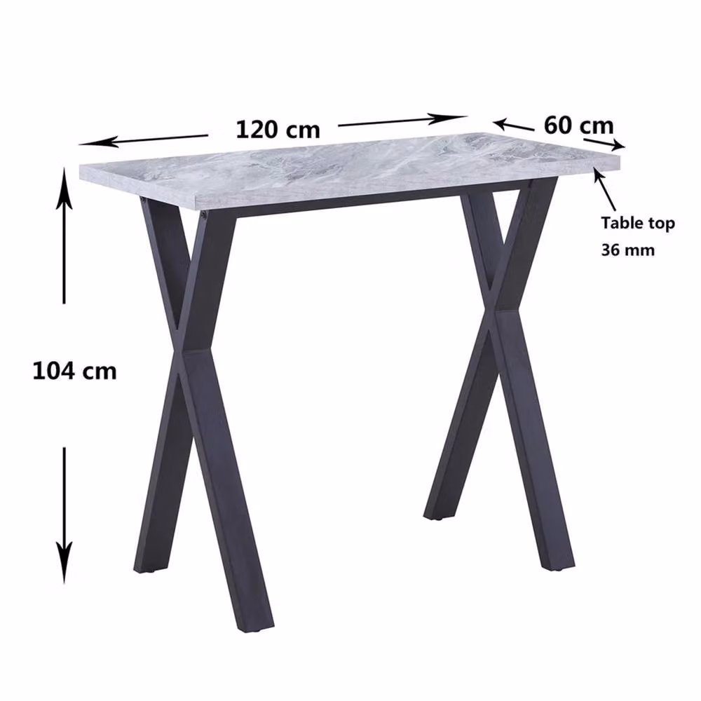 Nordara White X-Leg Bar Table and Kitchen Island Breakfast Counter in Glossy MDF and Metal, W: 104 cm, D: 60 cm, H: 90 cm – 2