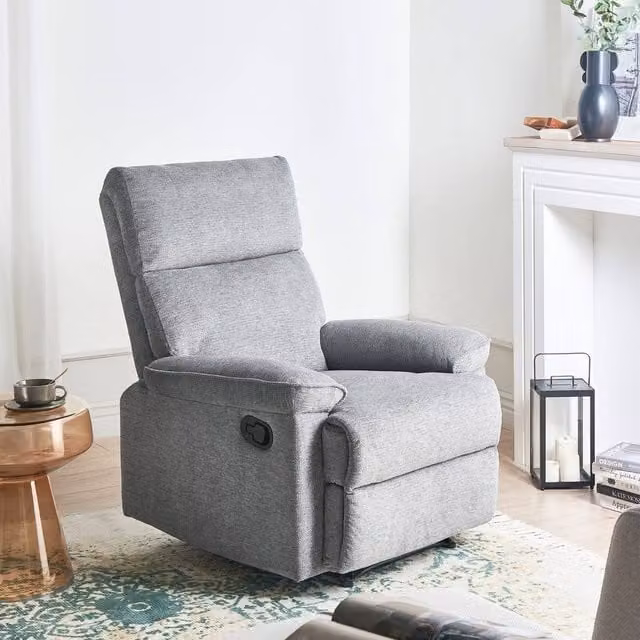 Wyld Haus Grey Polyester Modern Recliner Armchair with Adjustable Footrest – 1