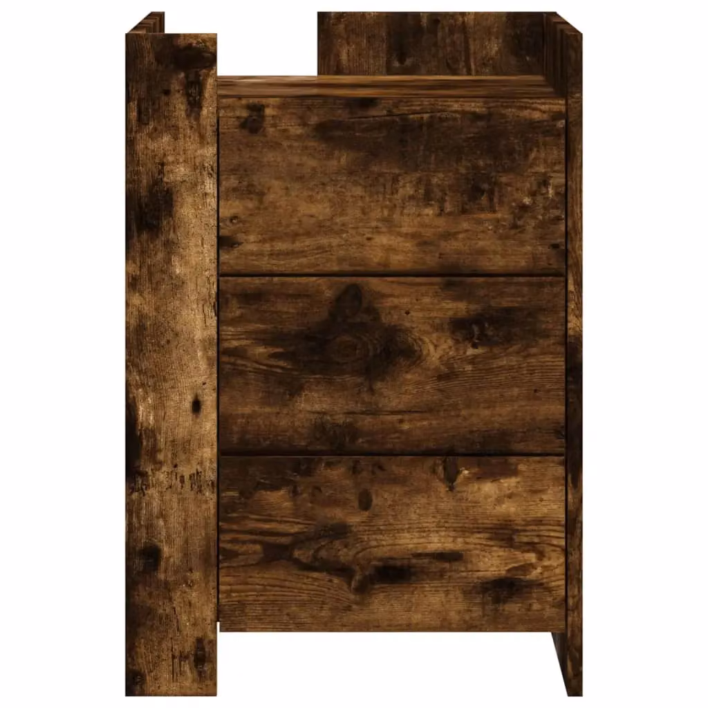 Berkfield Home Bedside Cabinet in Smoked Oak Brown, W/D/H: 45 x 50 x 65 cm – 4