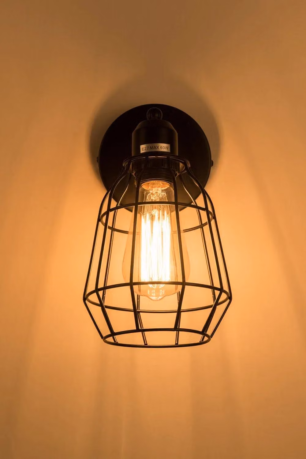 Harper Living Black Vintage Metal Caged Wall Lantern with E27 Cap – 7