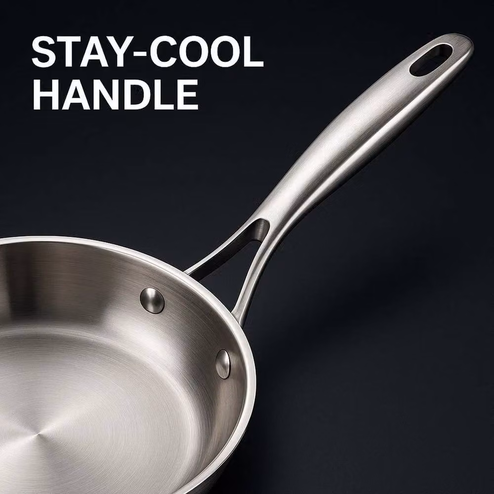 NESTLUNE Stainless Steel Frying Pan, Silver, Diameter: 28 cm – 4