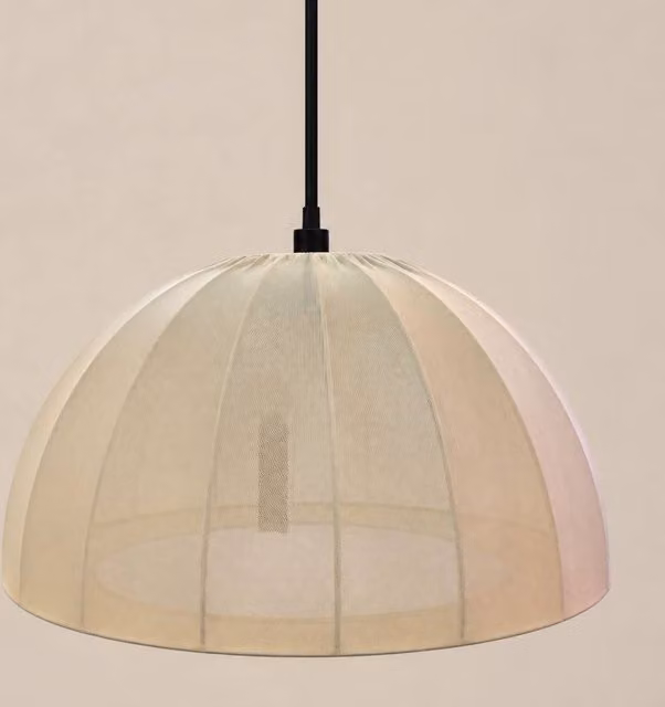 CGC Lighting Jolie Modern Dome Fabric Lampshade in White or Beige, Diameter: 48 cm – 1