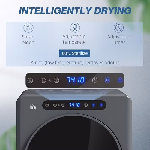 HOMCOM Vented Tumble Dryer, Grey, 5kg Wet Laundry/3kg Dry Capacity, 1000W, Front Loader, W: 61.0 cm, D: 49.0 cm, H: 85.0 cm – 3