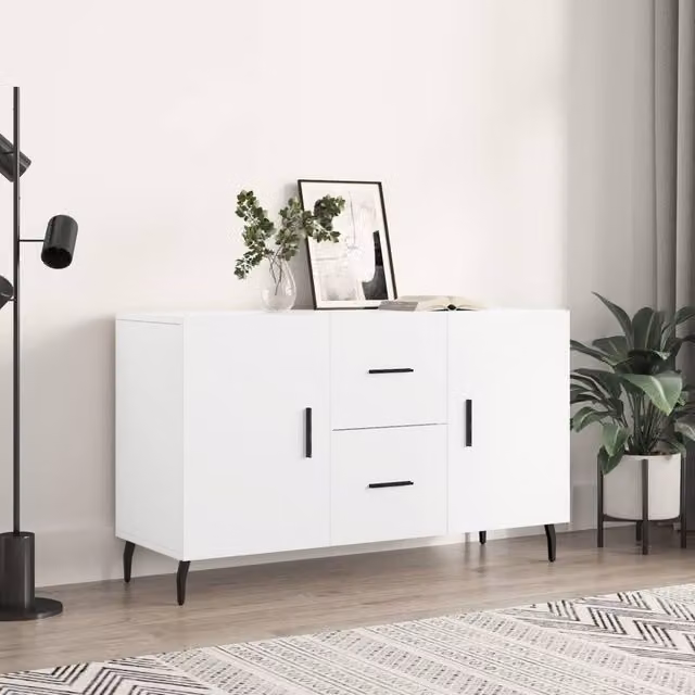 Berkfield Home Modern White Matt Sideboard, W/D/H: 100 x 36 x 60 cm