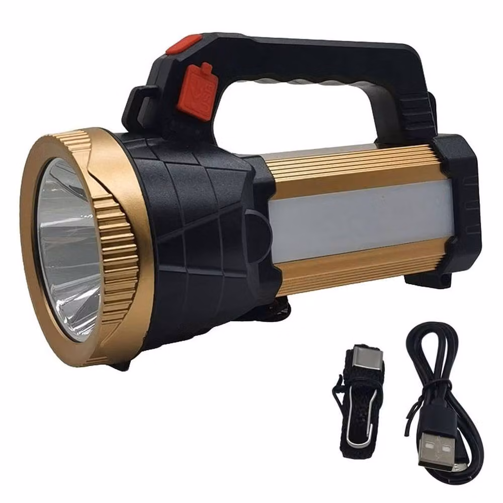 VOGREX Rechargeable LED Work Searchlight in Gold/Brass – 4