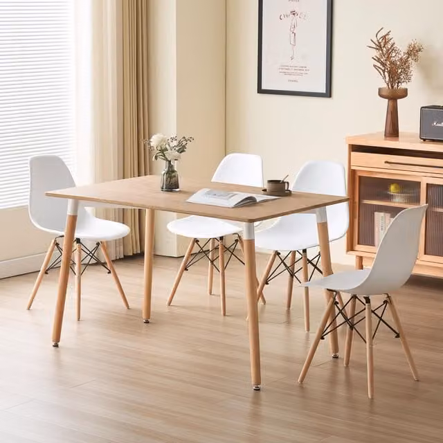 Comfy Living 5 Piece Modern Rectangular Dining Set with 4 Chairs in Oak and White, Black or Grey