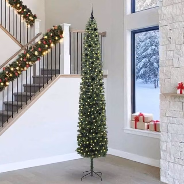 Berkfield Home Artificial Green Christmas Tree with 300 Warm White LEDs and Stand, Height: 300 cm