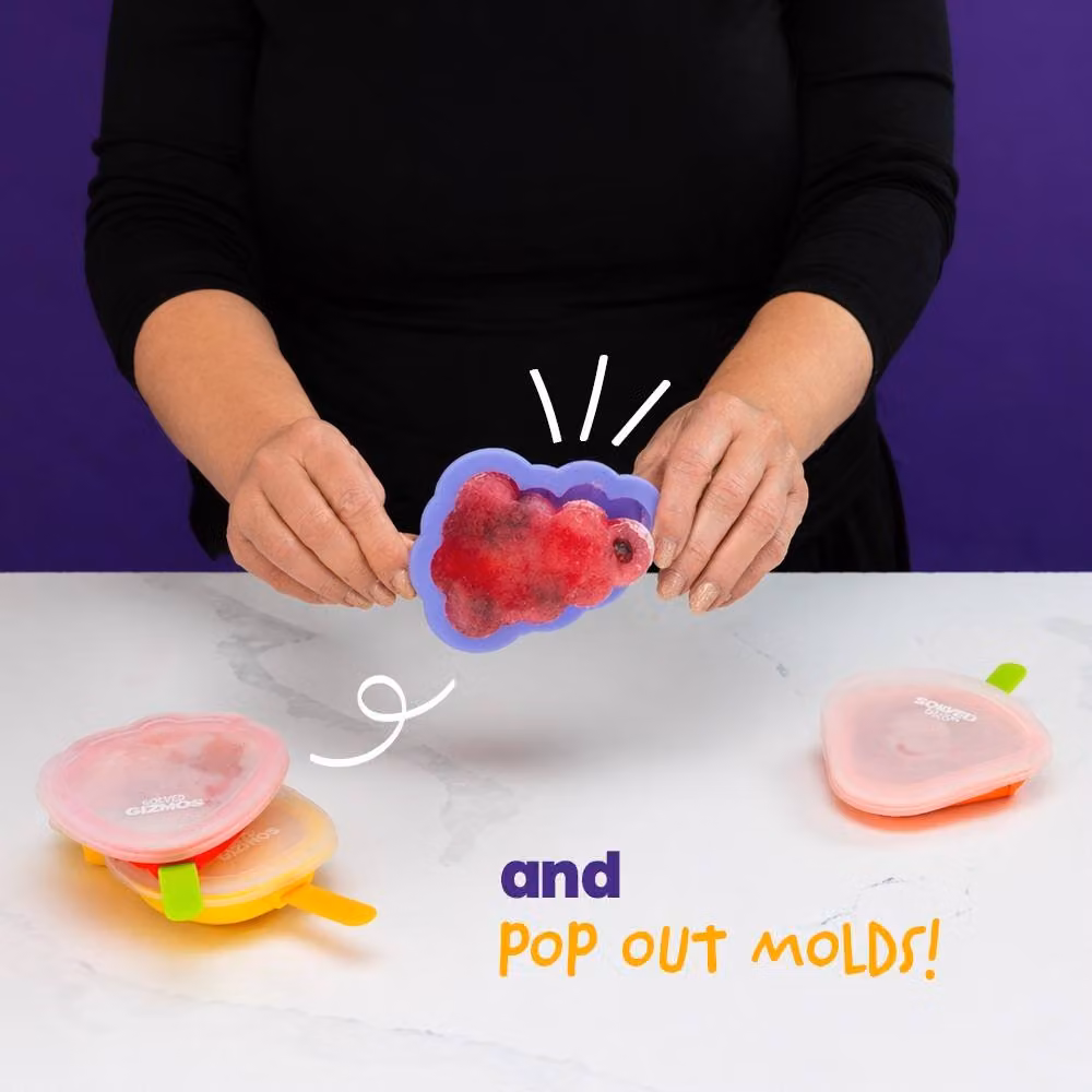 Wicked Gizmos Fruit-Shaped Ice Lolly Mould Set in Multicolour Silicone and Plastic – 3