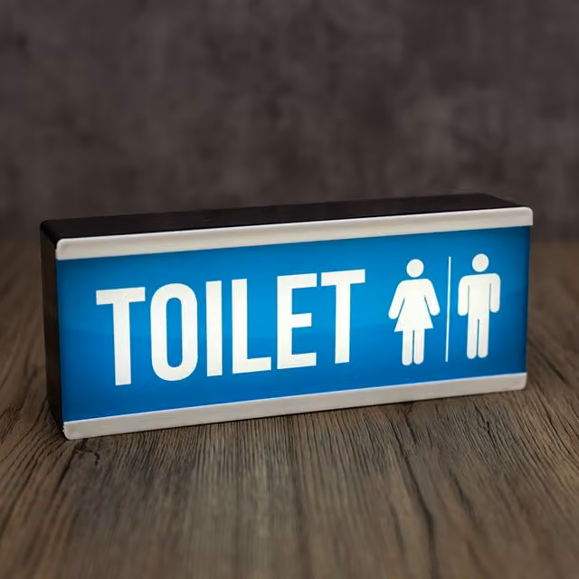 Echo Three LED Toilet Wall Sign in Blue and White