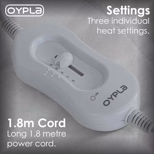 Oypla Machine Washable Double Electric Heated Blanket in White, W/D/H: 140 x 200 cm – 2