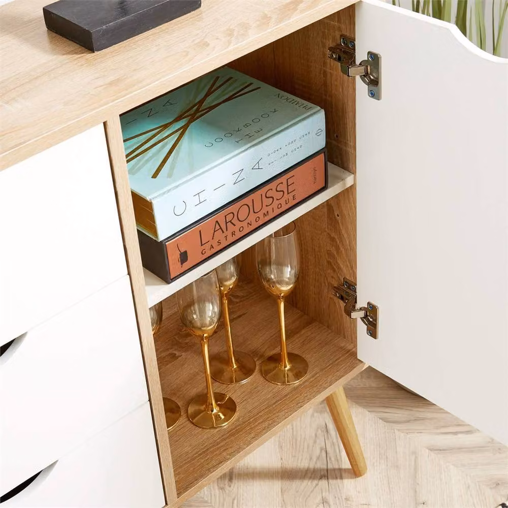 FORGEVIO Boden Modern Living Room Sideboard with 2 Doors and 3 Drawers in White – 3