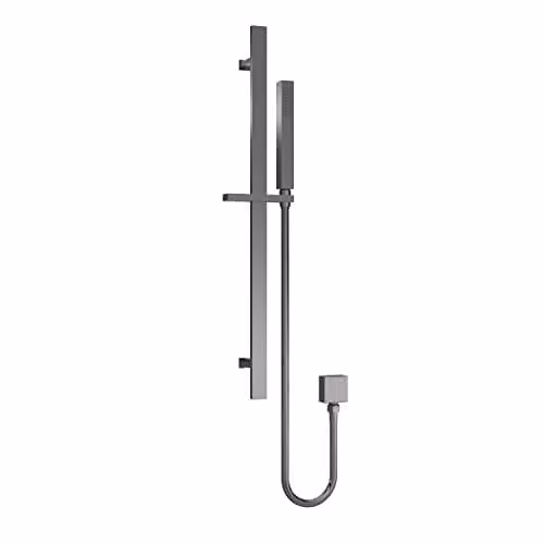nuie A7167 Windon Modern Square Slide Rail Shower Kit with Outlet Elbow, Brushed Pewter