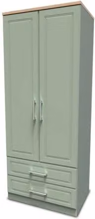 Welcome Kent Double Wardrobe with 2 Doors and 2 Drawers in Green, White or Grey