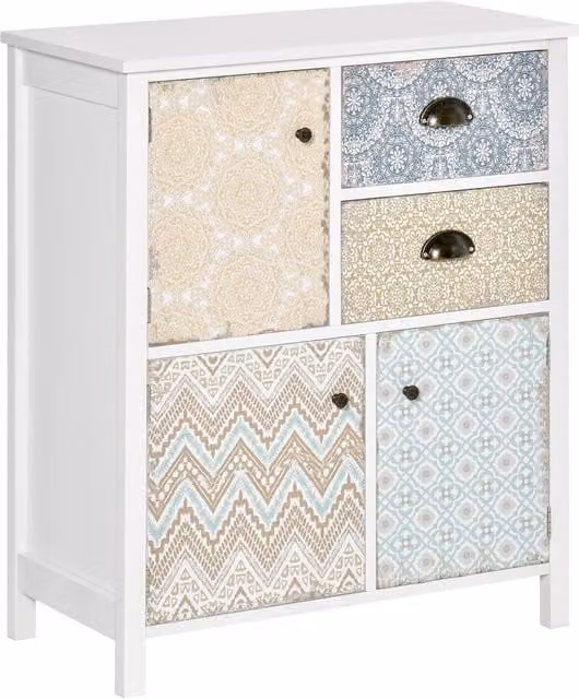 HOMCOM Shabby Chic White Sideboard and Multi-Purpose Storage Chest for Your Living Room, Bedroom or Hallway