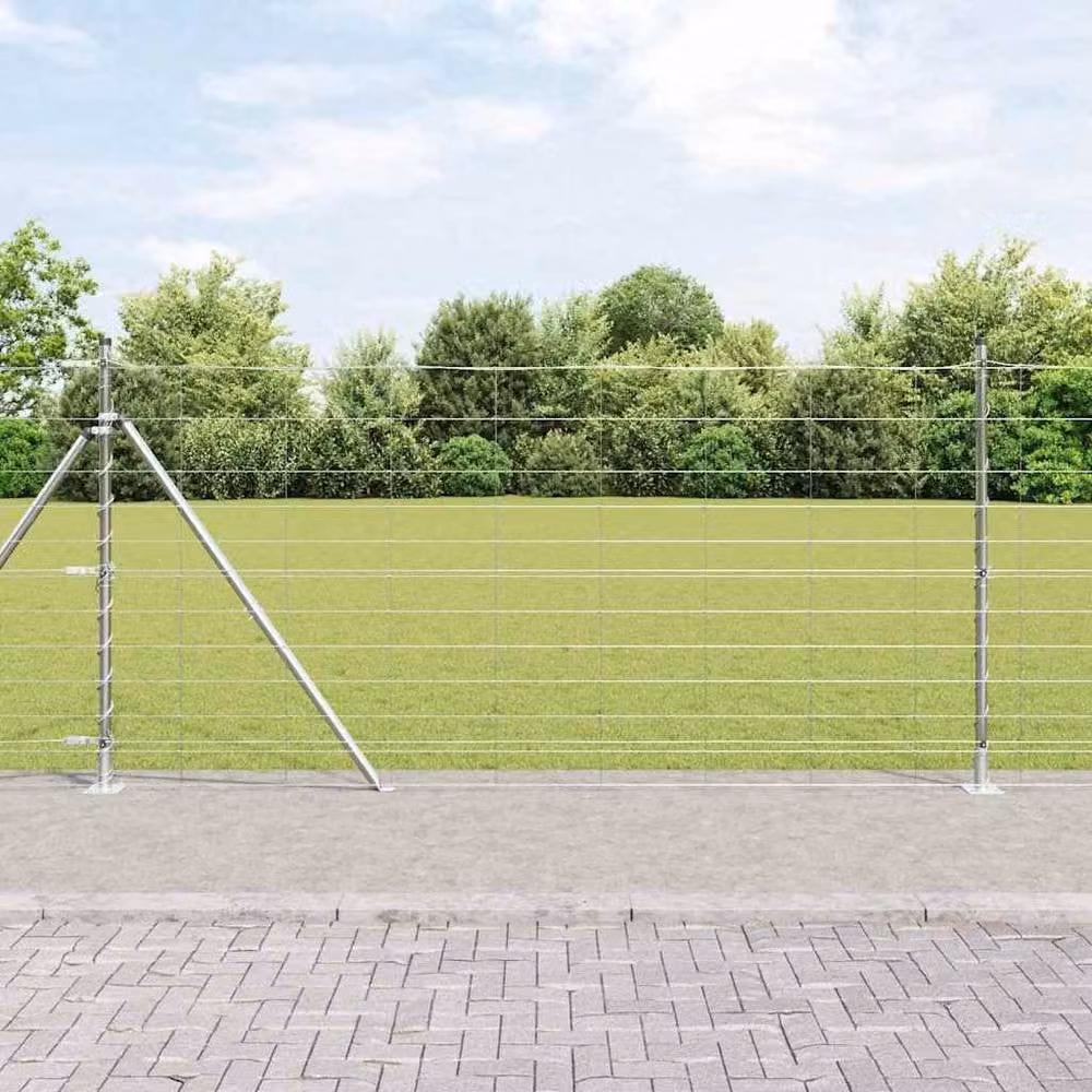 Berkfield Home Modern Field Fence, Galvanised Steel, Silver, H: 120 cm, L: 25 m – 2