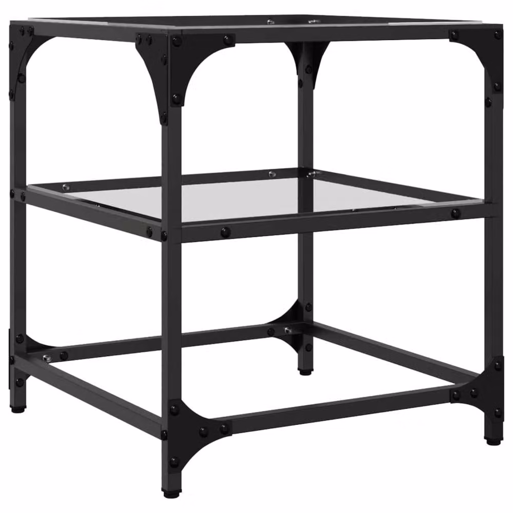 Berkfield Home Square Coffee Table with Transparent Glass Top and Black Steel Frame, W/D/H: 40 x 40 x 45 cm – 5