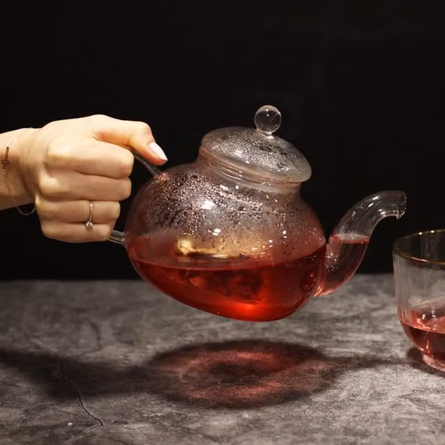 KDMK Transparent Glass Teapot with Infuser, Yellow