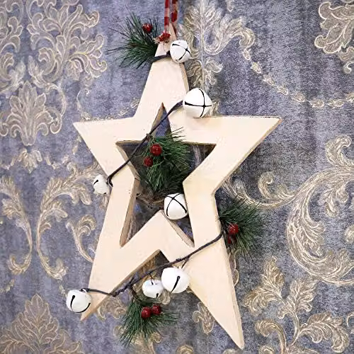 Shatchi White and Multicolour Wooden Star Hanging Ornament, W/D/H: 18 x 1.2 x 26 cm – 4