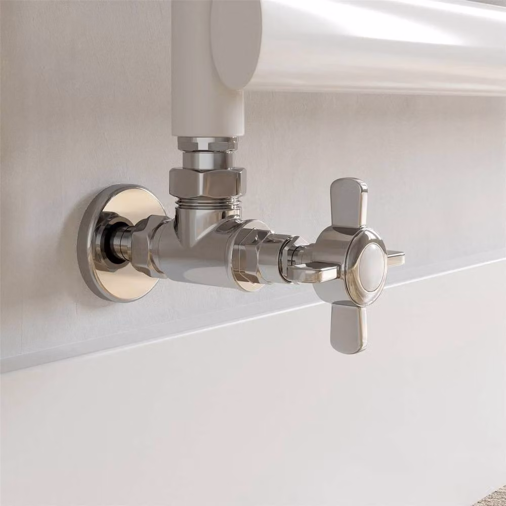 SPETLEK Pair of Angled Manual Radiator Valves with Cross Head in Silver Chrome, 15mm – 2