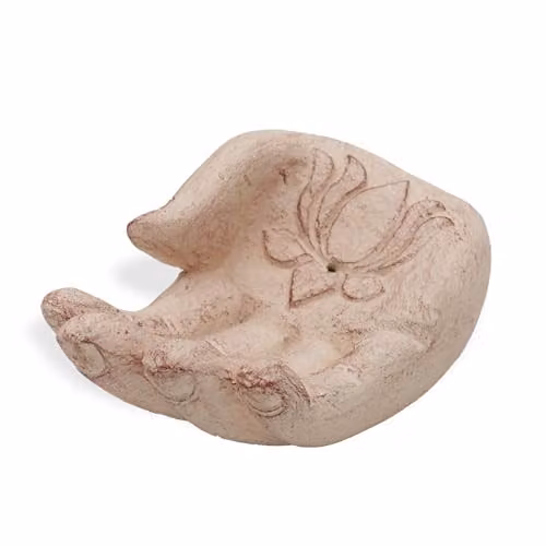 KDMD Lotus Hand Incense Burner in White Ceramic and Stone