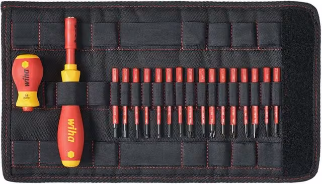 Wiha Softfinish Electric Slimvario Screwdriver Set, 19 Piece, Red and Multicolour