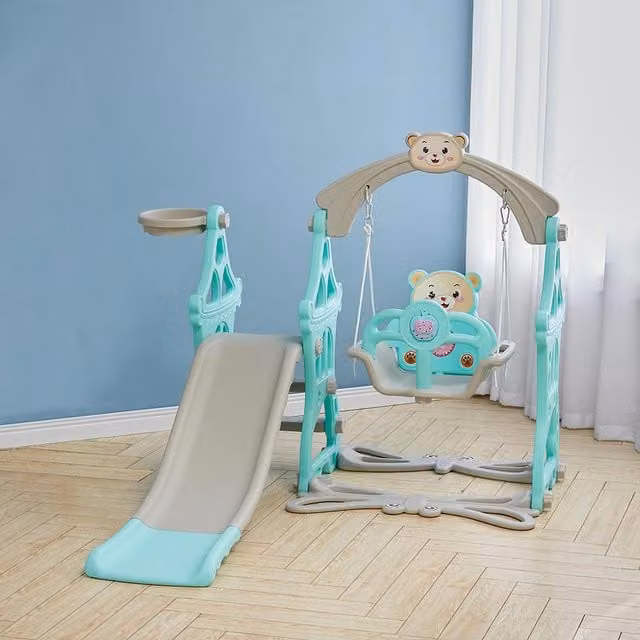 Livingandhome Toddler Slide and Swing Set in Green