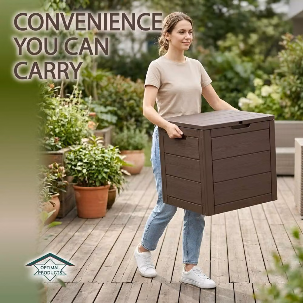 SPETLEK Large Brown Plastic Outdoor Garden Storage Box with Lock – 4