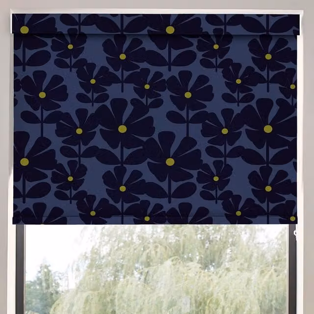 Orla Kiely Wildflower Indigo Blackout Made To Measure Roller Blind