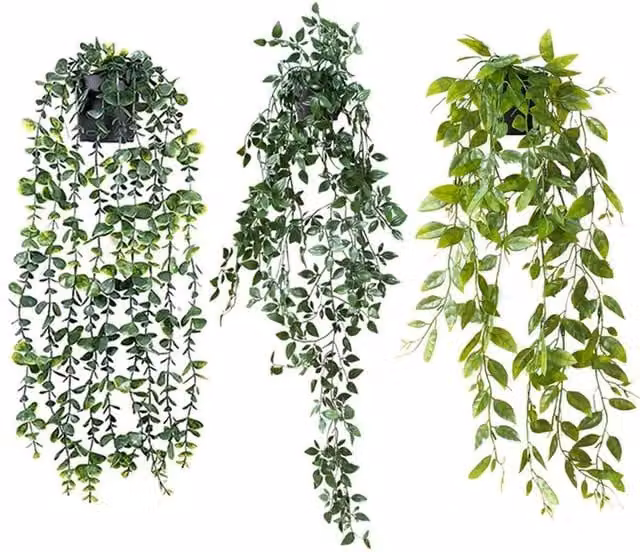 SPETLEK 3 Pack Green Artificial Hanging Plants with Macrame