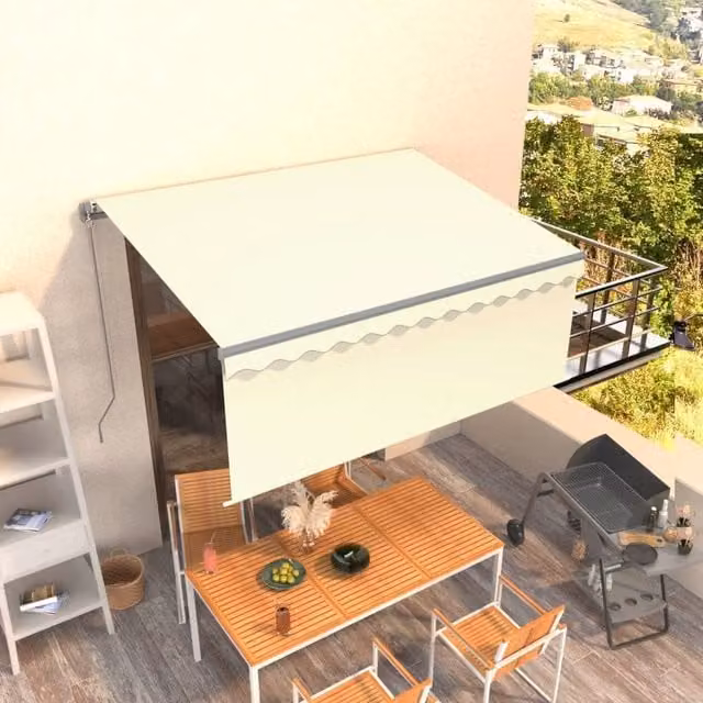 Berkfield Home Manual Retractable Awning with Blind, Beige, W: 300 cm, D: 250 cm