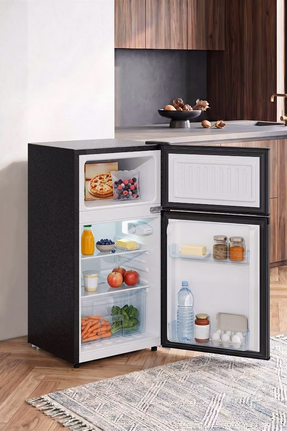 Living and Home 89L Freestanding Top Freezer Fridge in Black – 6