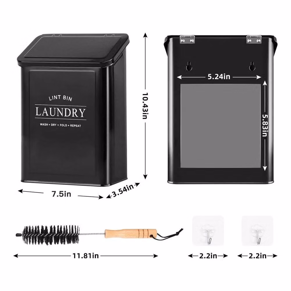 Kelvenix Magnetic Lint Bin in Black with Flip Lid – 2